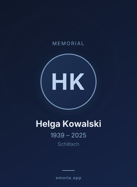 Memorial portrait of Helga Kowalski