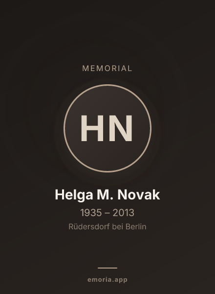 Memorial portrait of Helga M. Novak