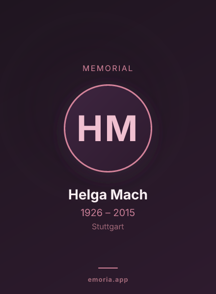 Memorial portrait of Helga Mach