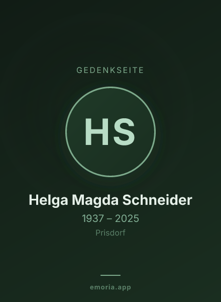 Gedenkportrait von Helga Magda Schneider