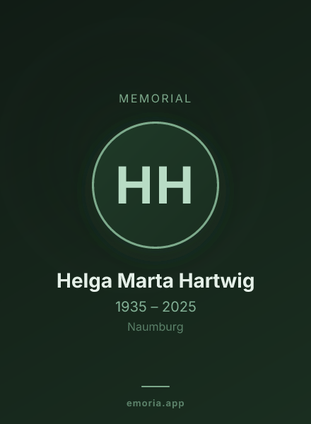 Memorial portrait of Helga Marta Hartwig