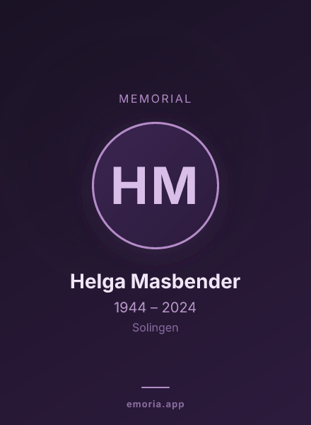 Memorial portrait of Helga Masbender