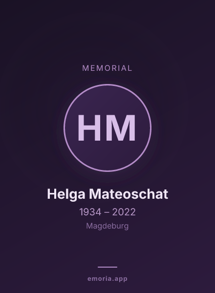 Memorial portrait of Helga Mateoschat
