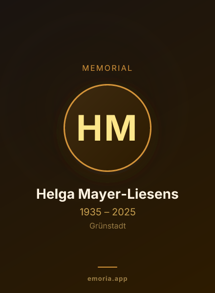 Memorial portrait of Helga Mayer-Liesens
