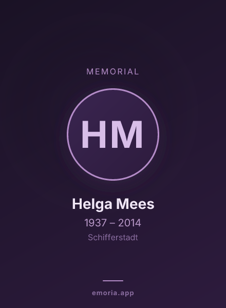 Memorial portrait of Helga Mees