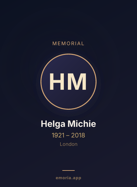 Memorial portrait of Helga Michie