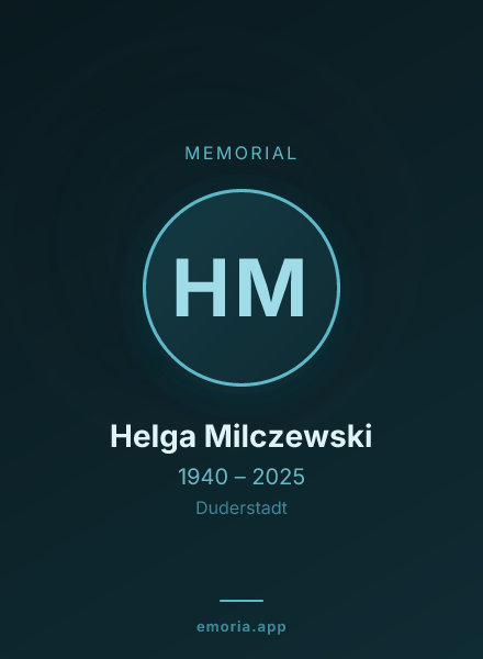 Memorial portrait of Helga Milczewski