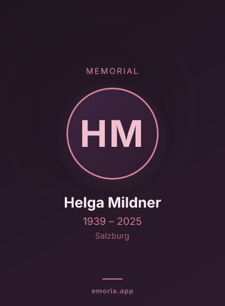 Memorial portrait of Helga Mildner