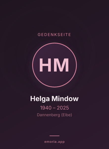 Gedenkportrait von Helga Mindow