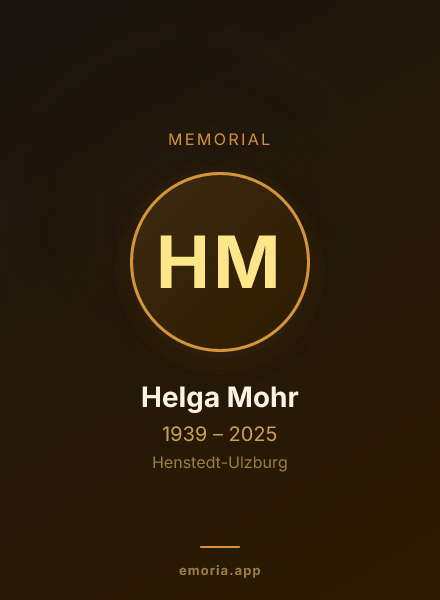 Memorial portrait of Helga Mohr