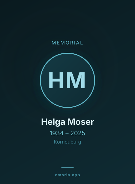 Memorial portrait of Helga Moser