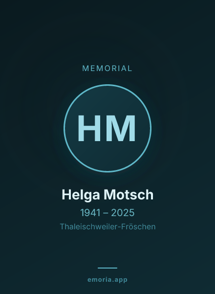 Memorial portrait of Helga Motsch