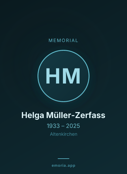 Memorial portrait of Helga Müller-Zerfass