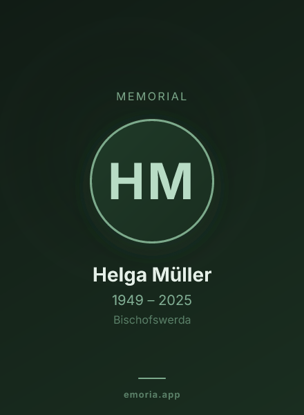 Memorial portrait of Helga Müller