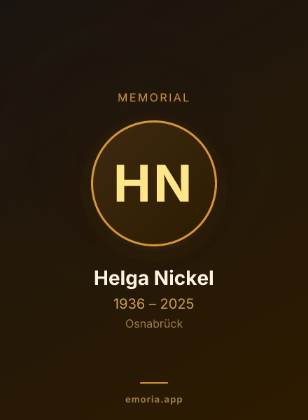 Memorial portrait of Helga Nickel