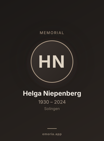 Memorial portrait of Helga Niepenberg