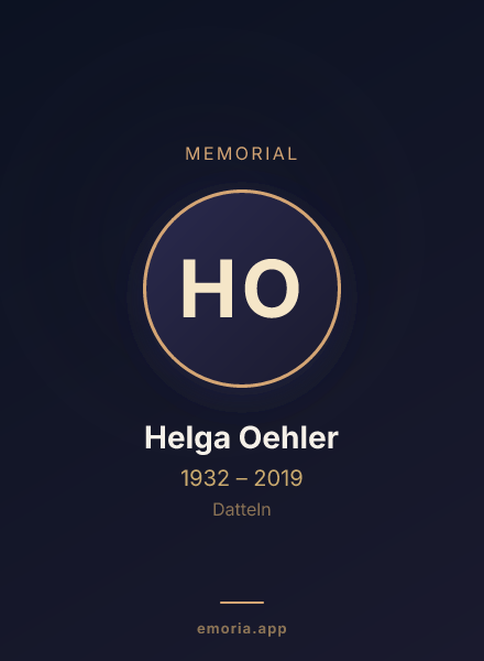 Memorial portrait of Helga Oehler