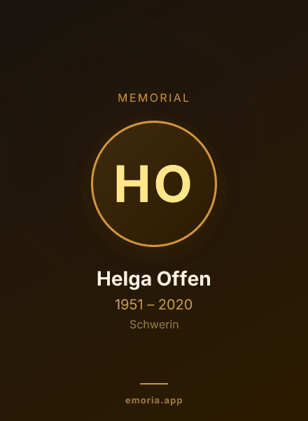 Memorial portrait of Helga Offen