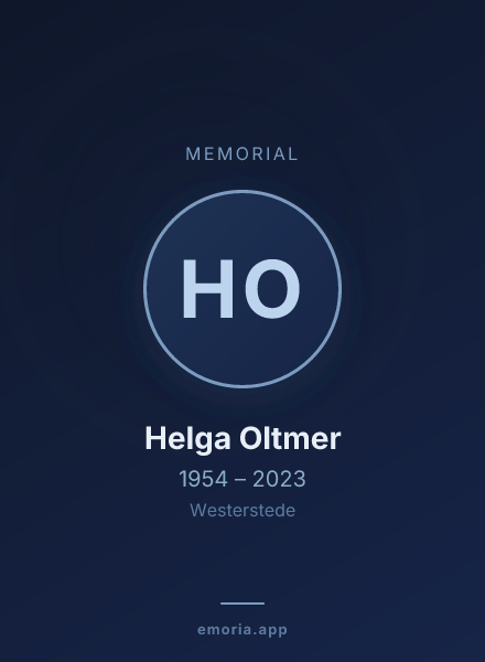 Memorial portrait of Helga Oltmer