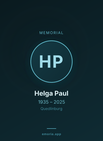 Memorial portrait of Helga Paul