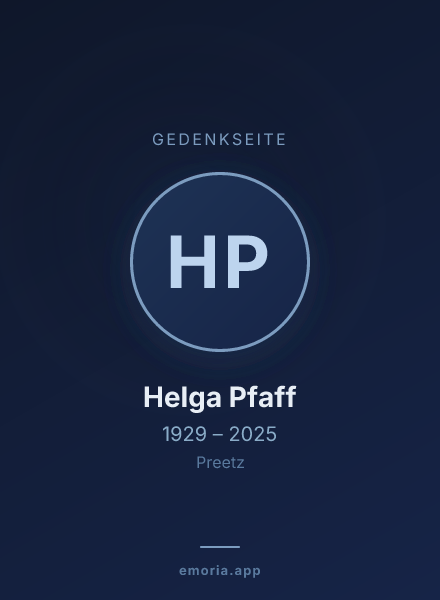 Gedenkportrait von Helga Pfaff