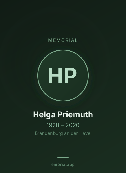 Memorial portrait of Helga Priemuth