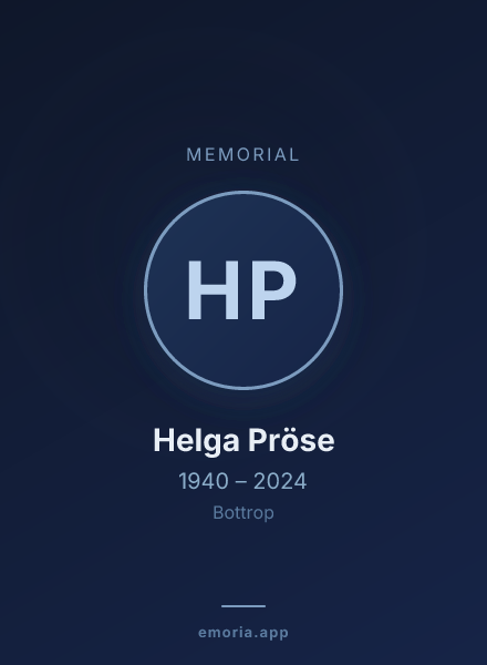 Memorial portrait of Helga Pröse