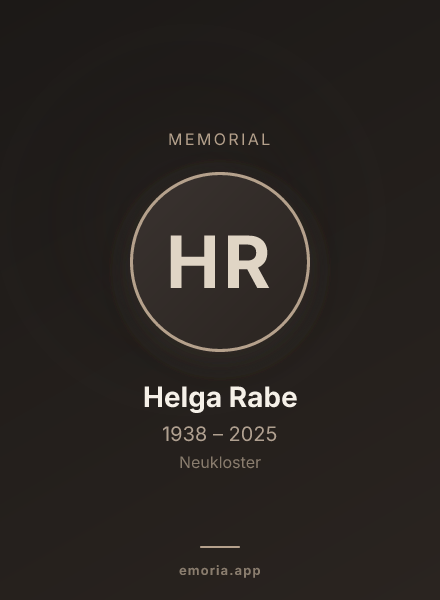 Memorial portrait of Helga Rabe