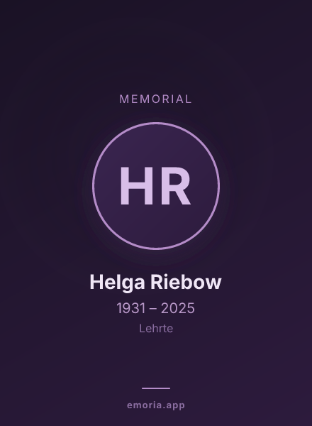 Memorial portrait of Helga Riebow