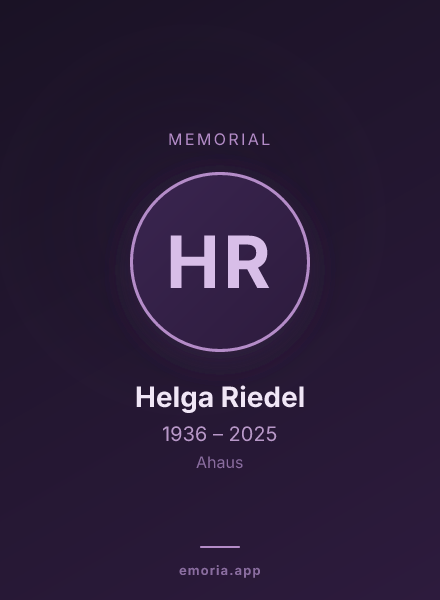 Memorial portrait of Helga Riedel