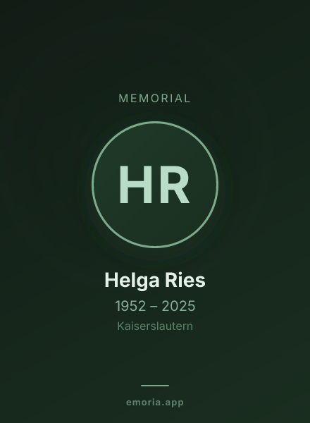 Memorial portrait of Helga Ries