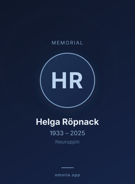 Memorial portrait of Helga Röpnack