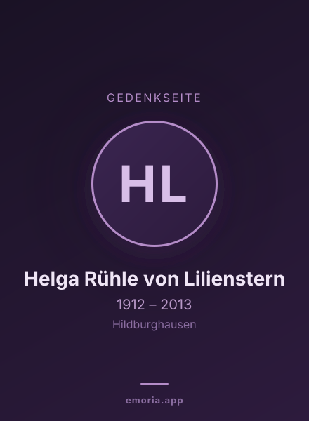 Gedenkportrait von Helga Rühle von Lilienstern