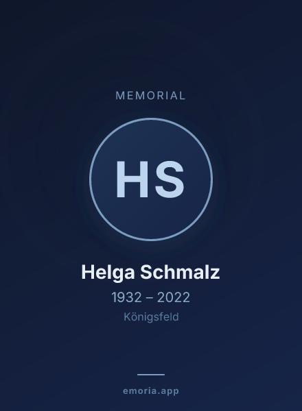 Memorial portrait of Helga Schmalz