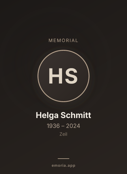 Memorial portrait of Helga Schmitt