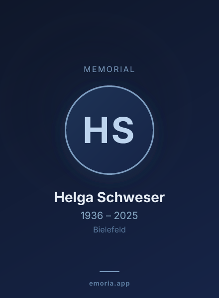 Memorial portrait of Helga Schweser