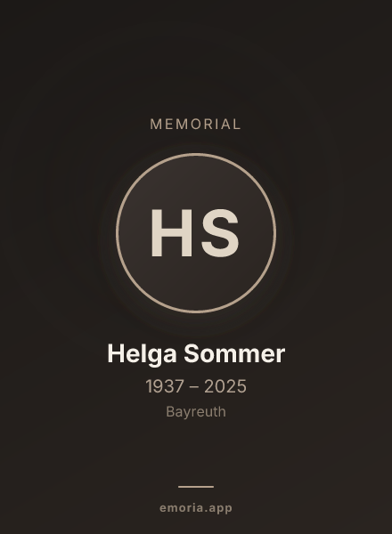 Memorial portrait of Helga Sommer
