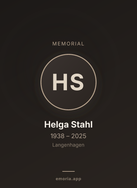 Memorial portrait of Helga Stahl