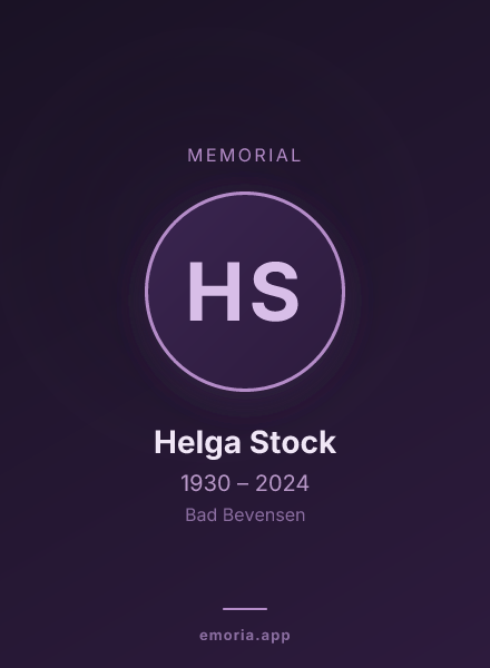 Memorial portrait of Helga Stock