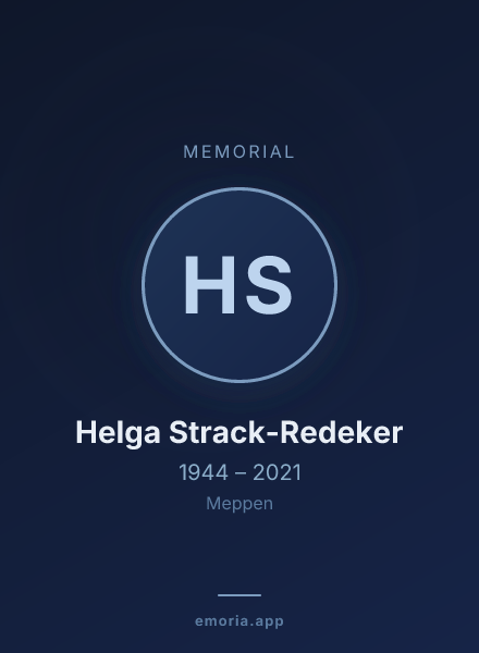 Memorial portrait of Helga Strack-Redeker