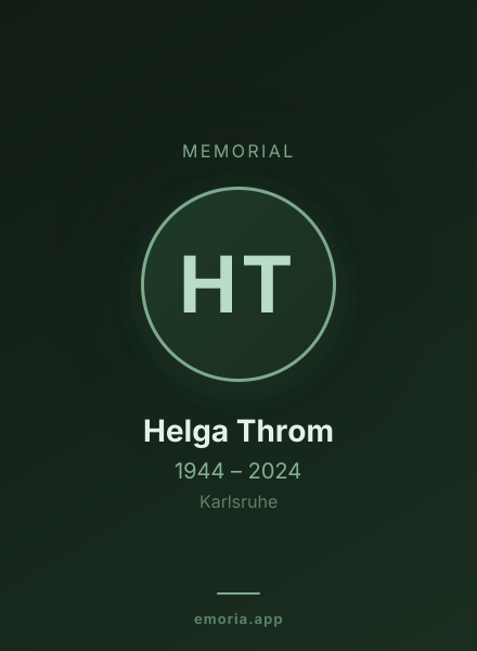 Memorial portrait of Helga Throm