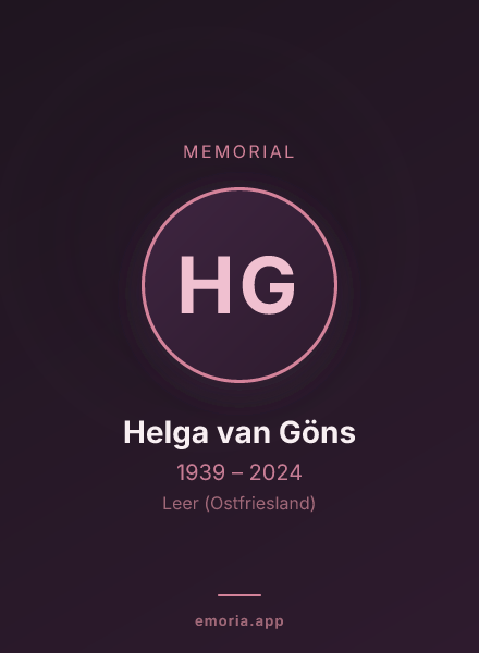 Memorial portrait of Helga van Göns
