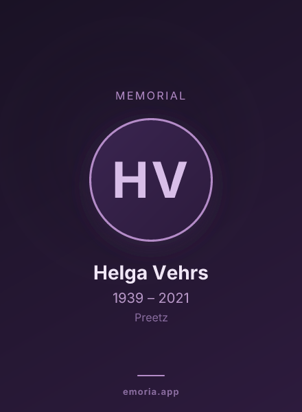 Memorial portrait of Helga Vehrs
