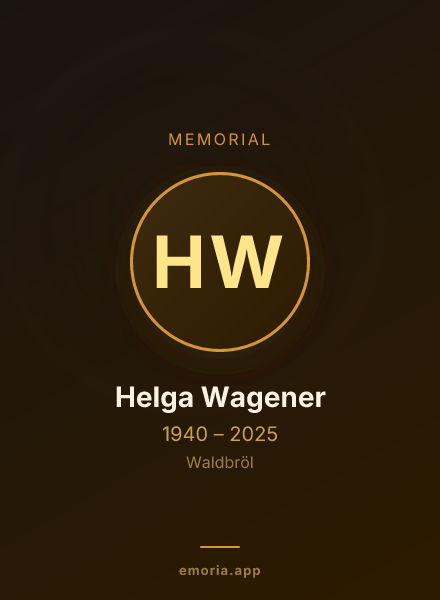 Memorial portrait of Helga Wagener