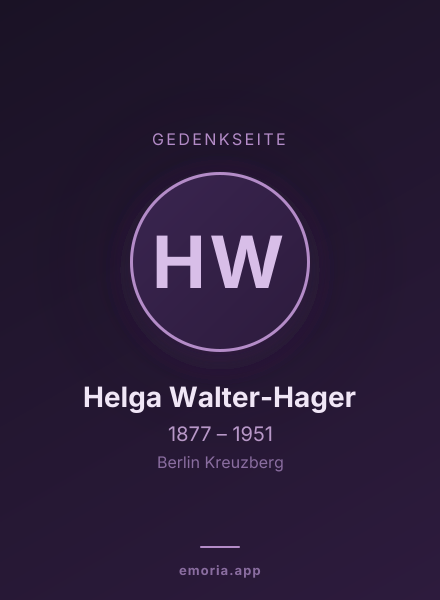 Gedenkportrait von Helga Walter-Hager