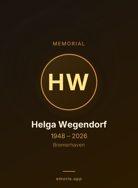 Memorial portrait of Helga Wegendorf