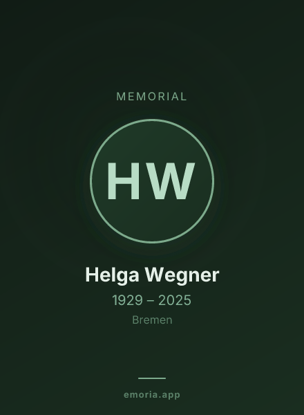 Memorial portrait of Helga Wegner