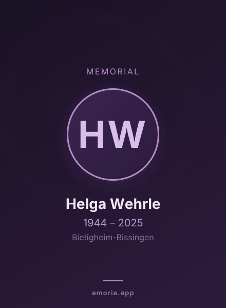 Memorial portrait of Helga Wehrle