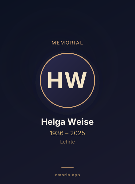Memorial portrait of Helga Weise