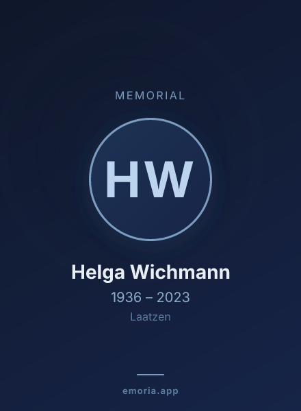 Memorial portrait of Helga Wichmann